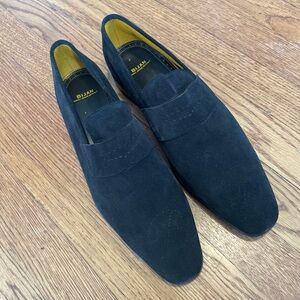 House Of Bijan Made In Italy Black Suede Formal Loafer 11.5 Pristine Condition
